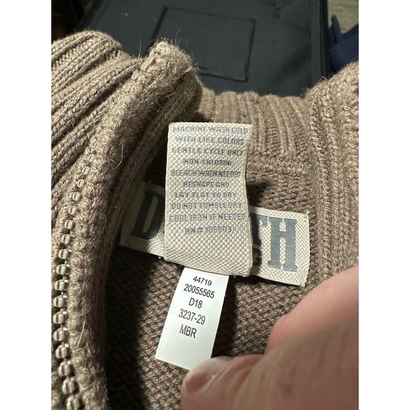 Duluth Trading Co Brigadier Mock Neck Sweater Knit Cotton Wool Brown Size Large - Picture 6 of 10